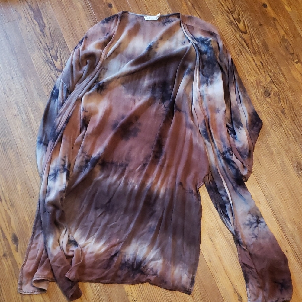 Millibon Tie-Dye Sheer Cardigan in Brown and Black